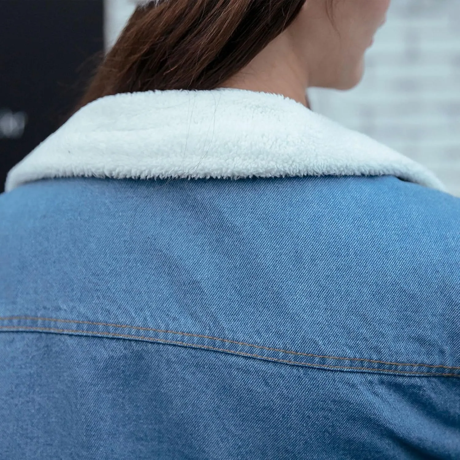 Women's Sherpa Lined Long Denim Jacket 2024 Winter Long Denim Coat Trucker Jackets Warm Fleece Long Denim Coats