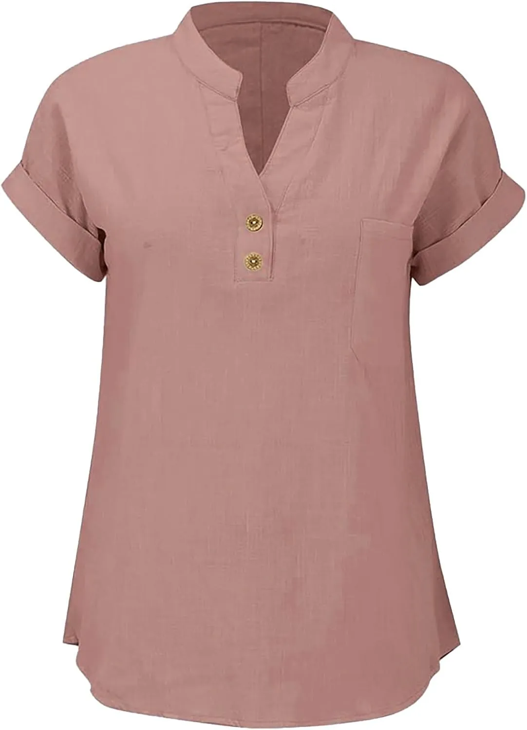 Womens Short Sleeve T-Shirts Summer Cotton Linen Simple Tops Casual Tunic Tee V Neck Basic Workout Clothes Outfits