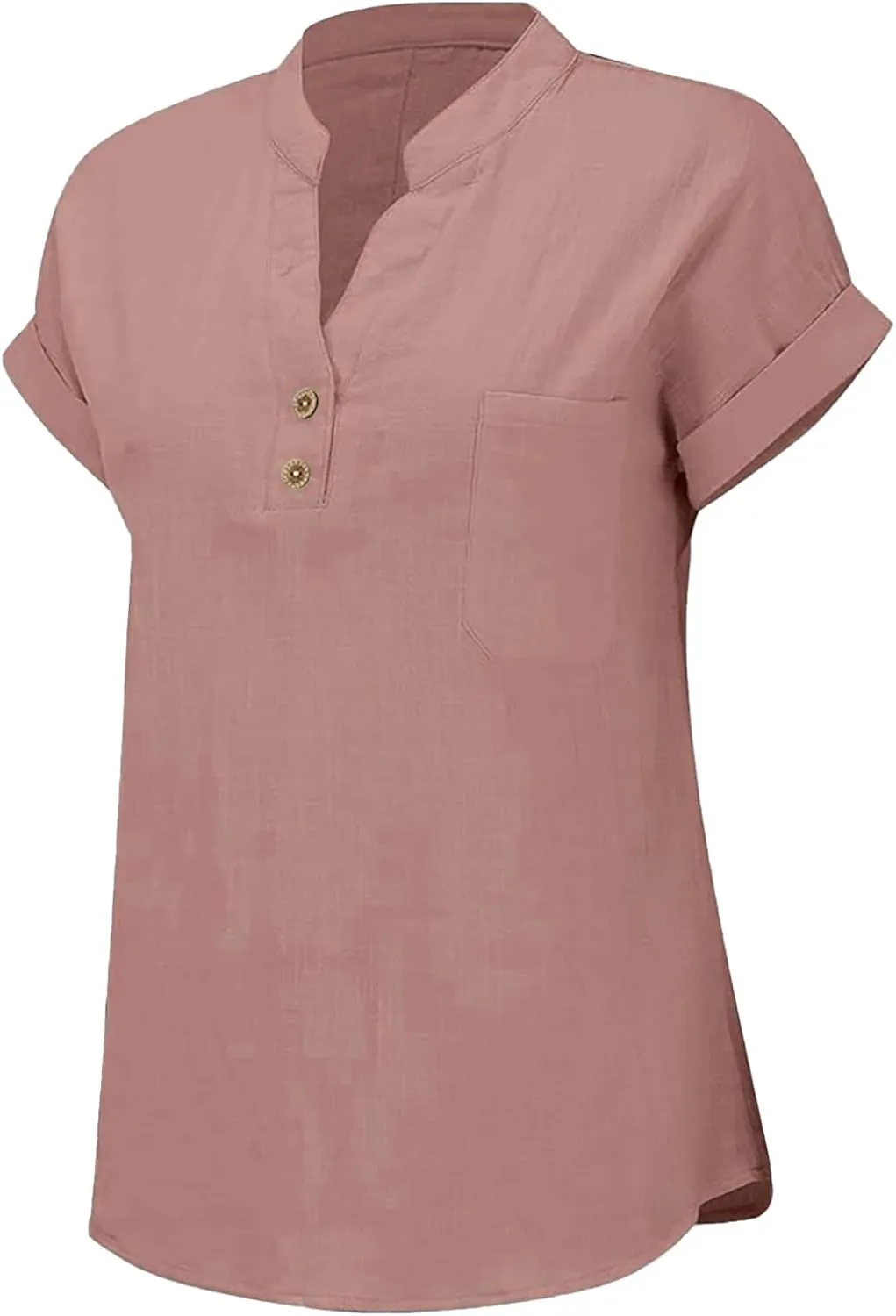 Womens Short Sleeve T-Shirts Summer Cotton Linen Simple Tops Casual Tunic Tee V Neck Basic Workout Clothes Outfits