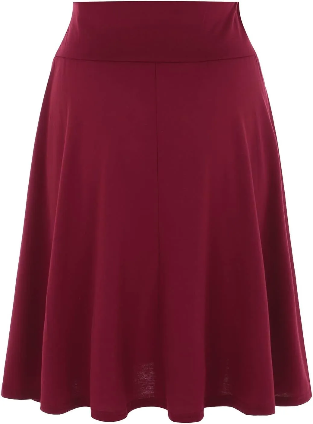 Women's Skirts High Elastic Waisted Casual Skirt Pleated Solid Midi Skirts A-Line Flared Midi Skirts