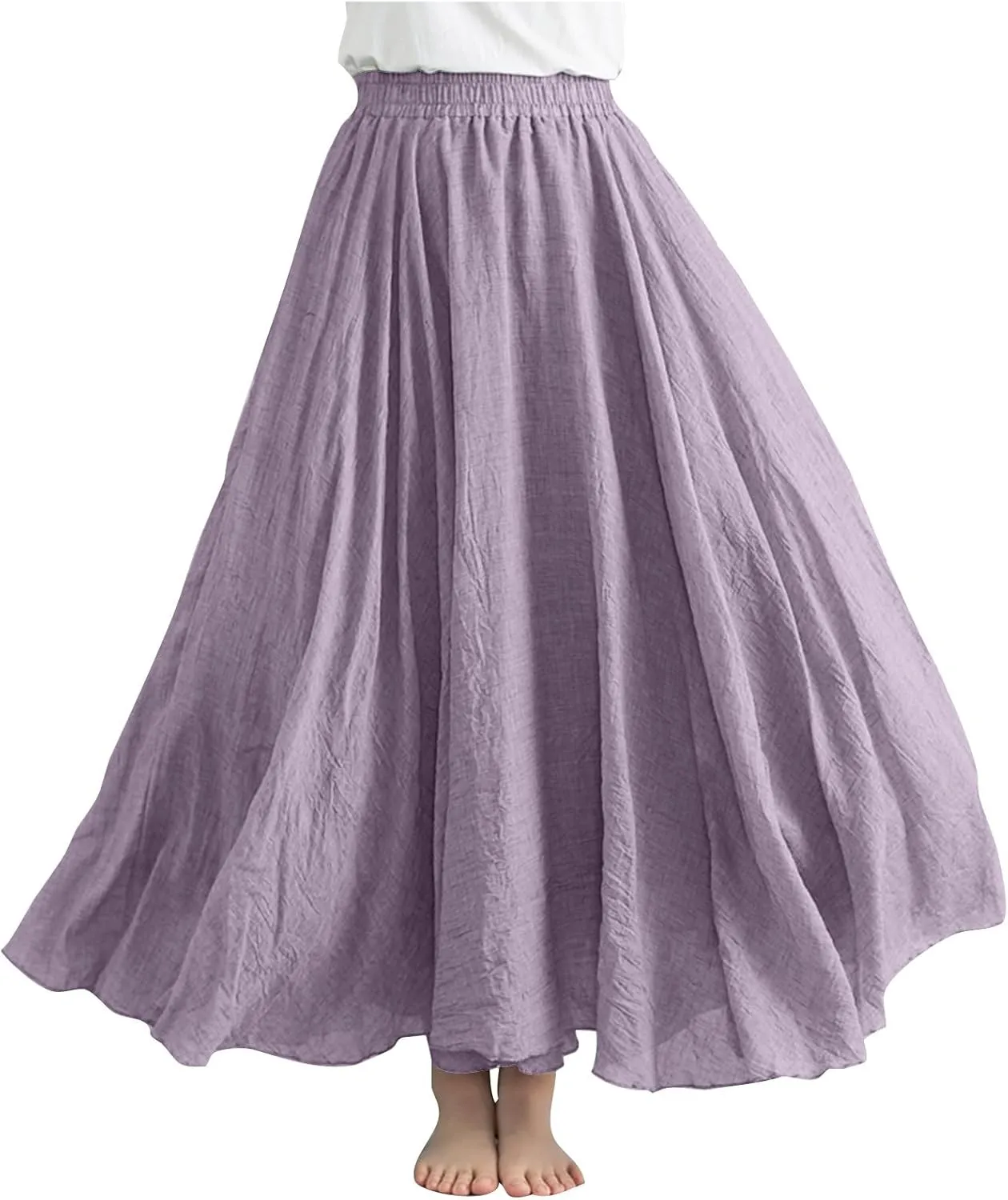 Women's Skirts Plus Size Maxi Flowy Baggy Skirt High Waisted A Line Long Skirts Solid Color Comfort Skirt 2025 New
