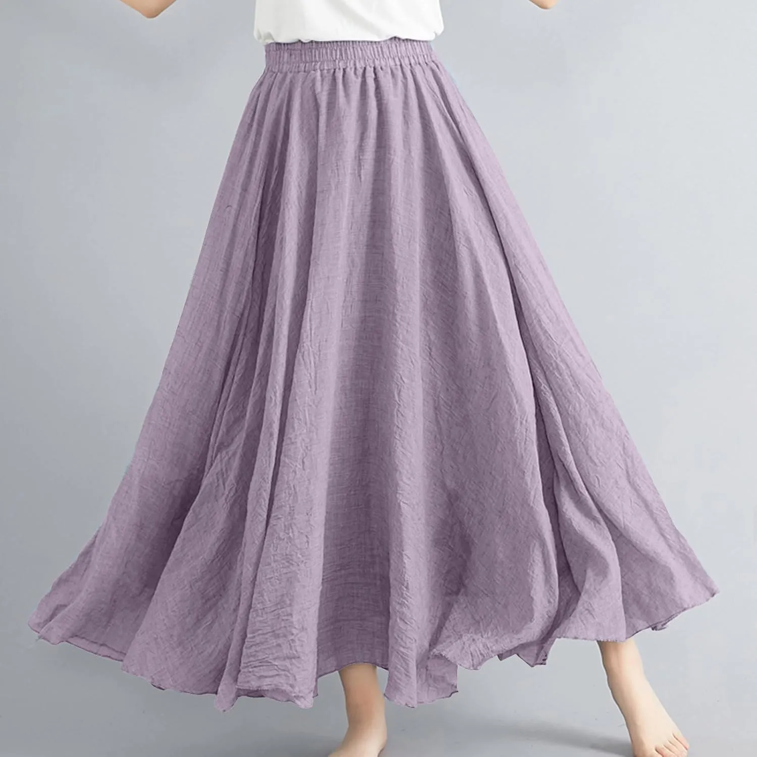 Women's Skirts Plus Size Maxi Flowy Baggy Skirt High Waisted A Line Long Skirts Solid Color Comfort Skirt 2025 New