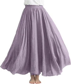 Women's Skirts Plus Size Maxi Flowy Baggy Skirt High Waisted A Line Long Skirts Solid Color Comfort Skirt 2025 New