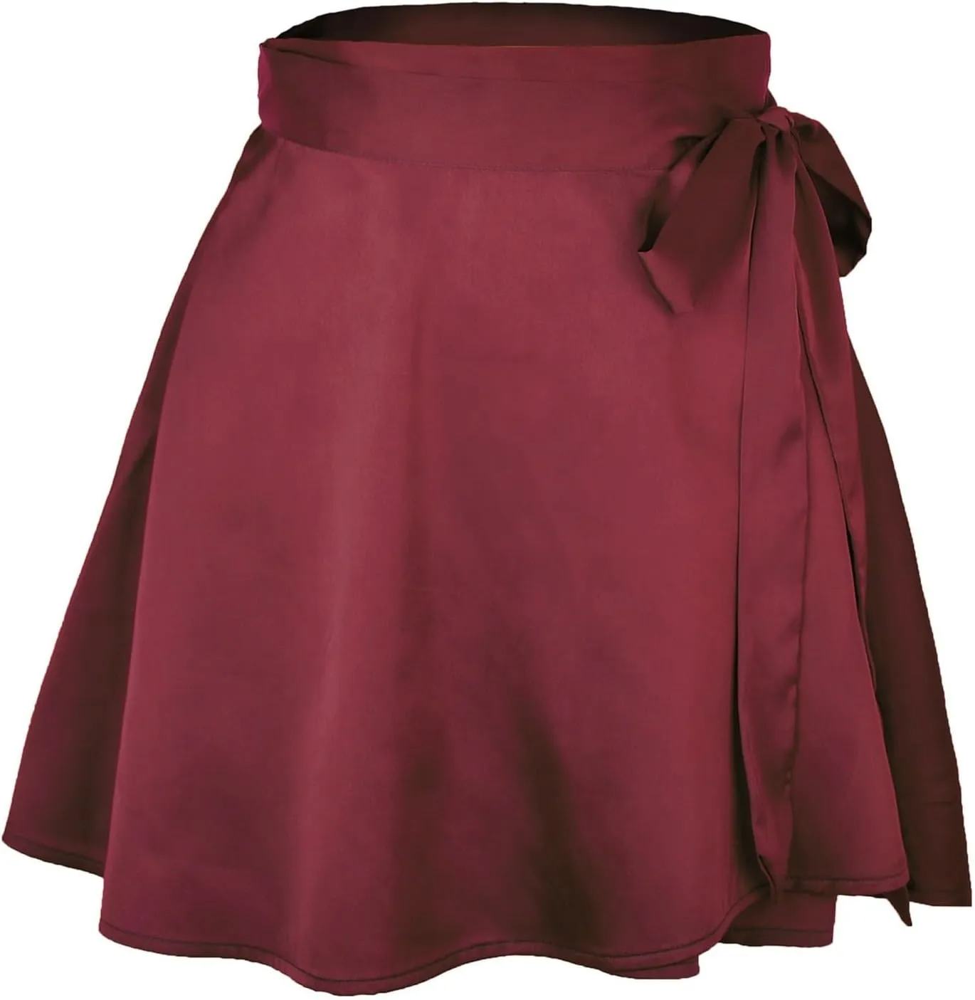 Women's Solid High-Waisted Wrap Mini Skirt Silk Satin Fabric 1 Piece Tie Waist Flattering Fit for Everyday