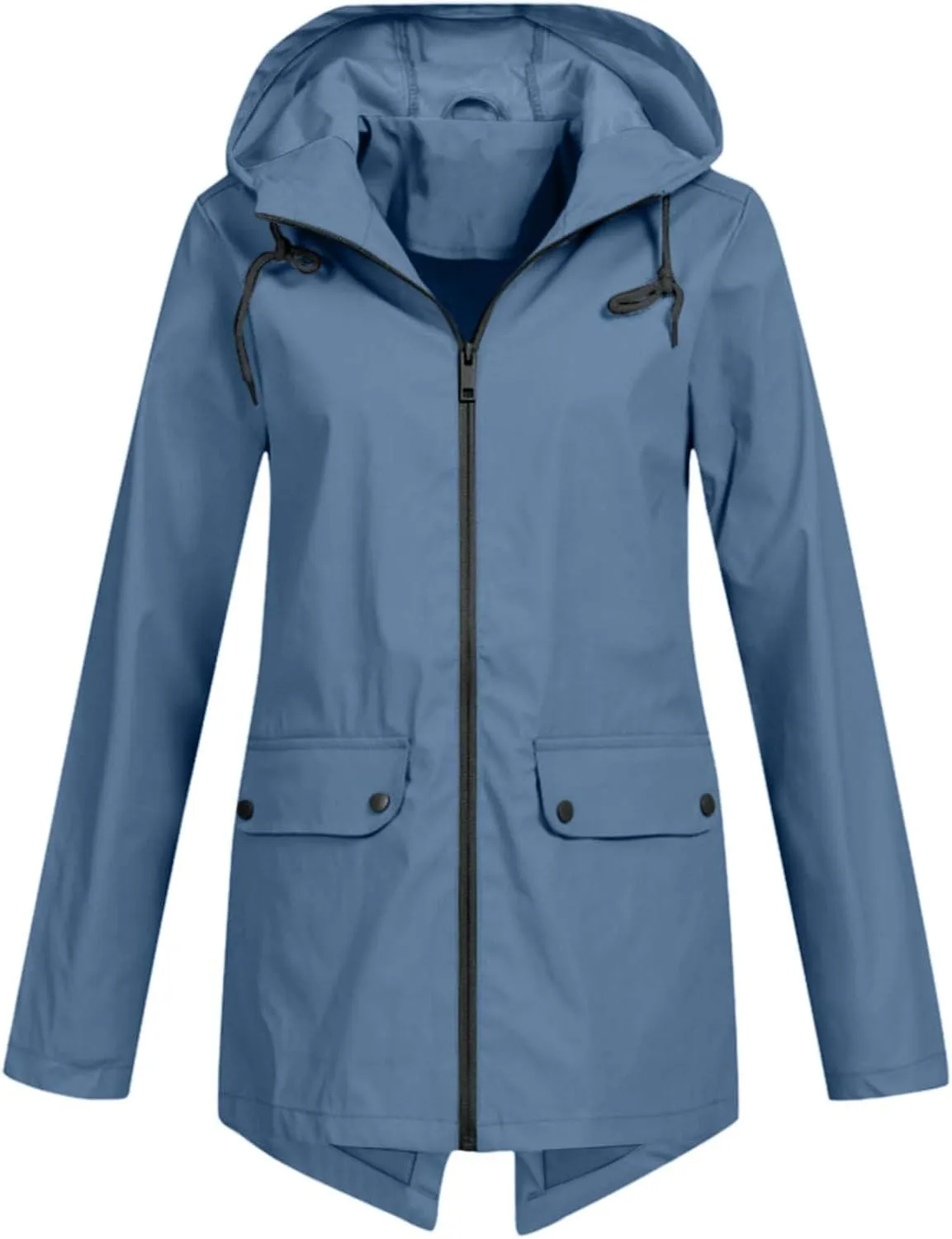 Womens Waterproof Lightweight Rain Hooded Jacket Active Outdoor Long Sleeve Raincoat Travel Coat