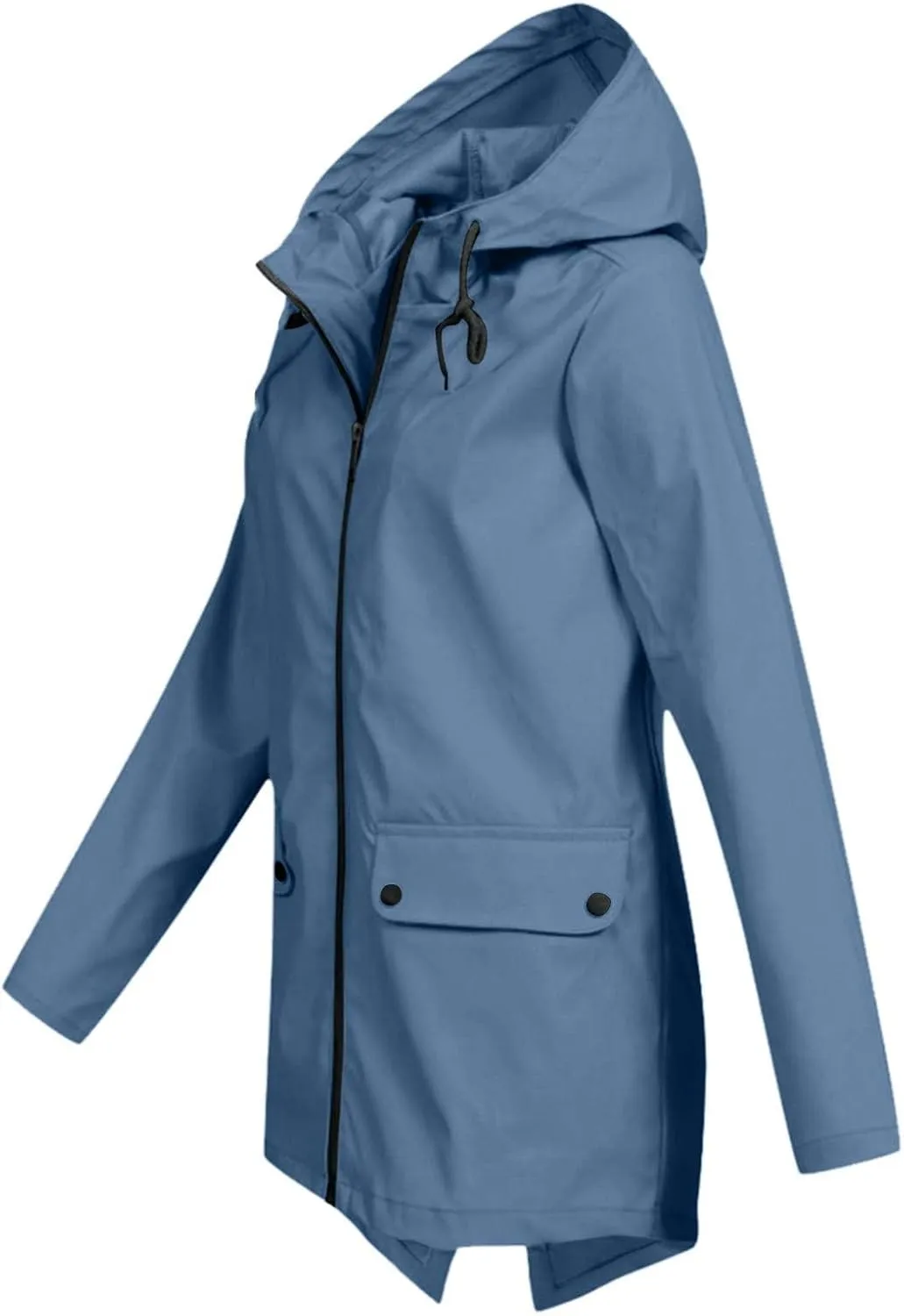 Womens Waterproof Lightweight Rain Hooded Jacket Active Outdoor Long Sleeve Raincoat Travel Coat