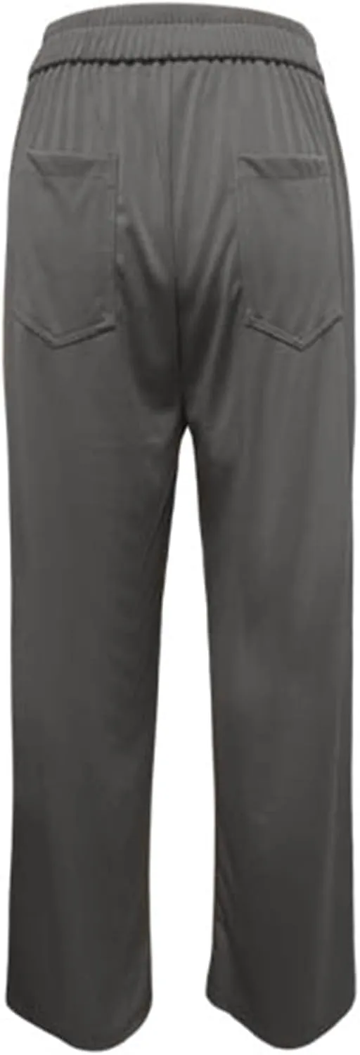 Womens Wide Leg Dress Pants Casual Dressy High Waist Work Pants Trendy Office Business Trousers with Pockets