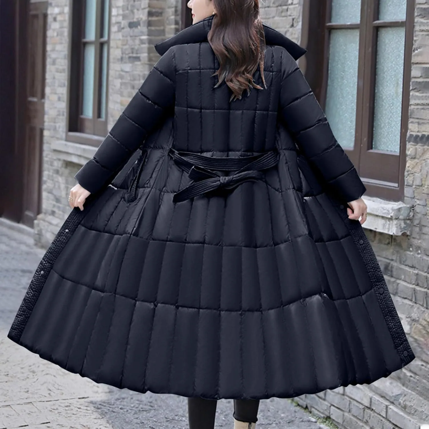 Womens Winter Coats Plus Size Long Puffer Jackets Thicken Baggy Lightweight Quilted Jackets Warm Down Coats Outerwear