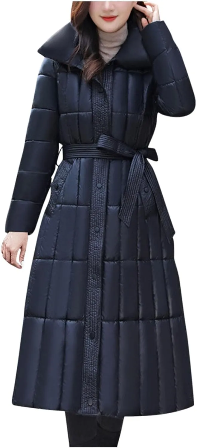Womens Winter Coats Plus Size Long Puffer Jackets Thicken Baggy Lightweight Quilted Jackets Warm Down Coats Outerwear