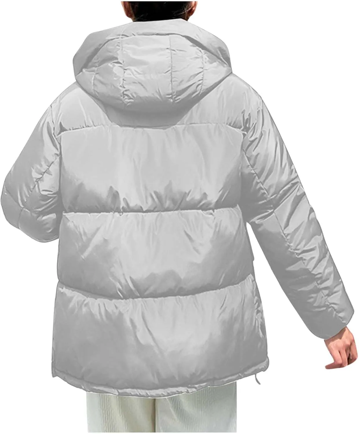 Women's Winter Oversized Puffer Jacket Longline Hoodie Zippered Mock Neck Outwear Coats Quilted Warm Padded down Coat