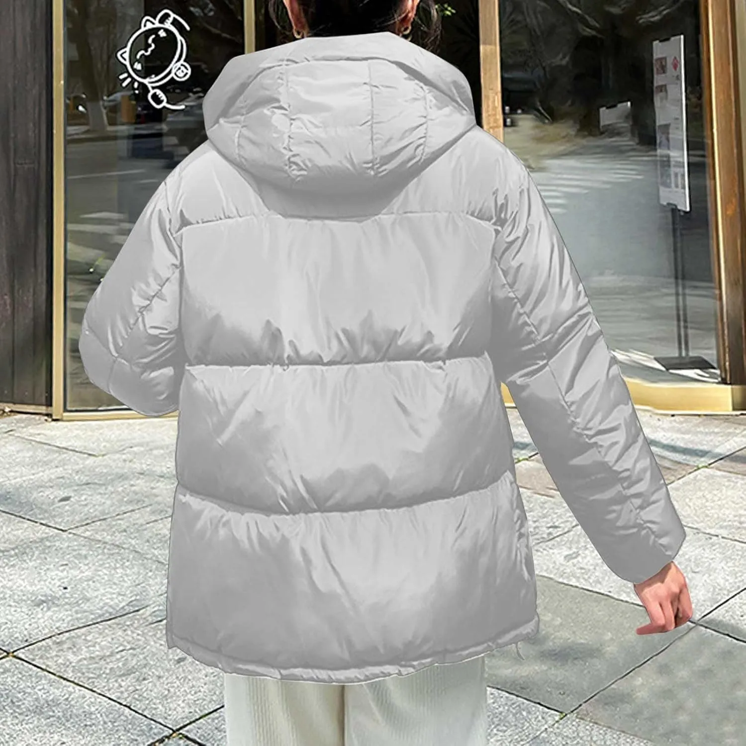Women's Winter Oversized Puffer Jacket Longline Hoodie Zippered Mock Neck Outwear Coats Quilted Warm Padded down Coat