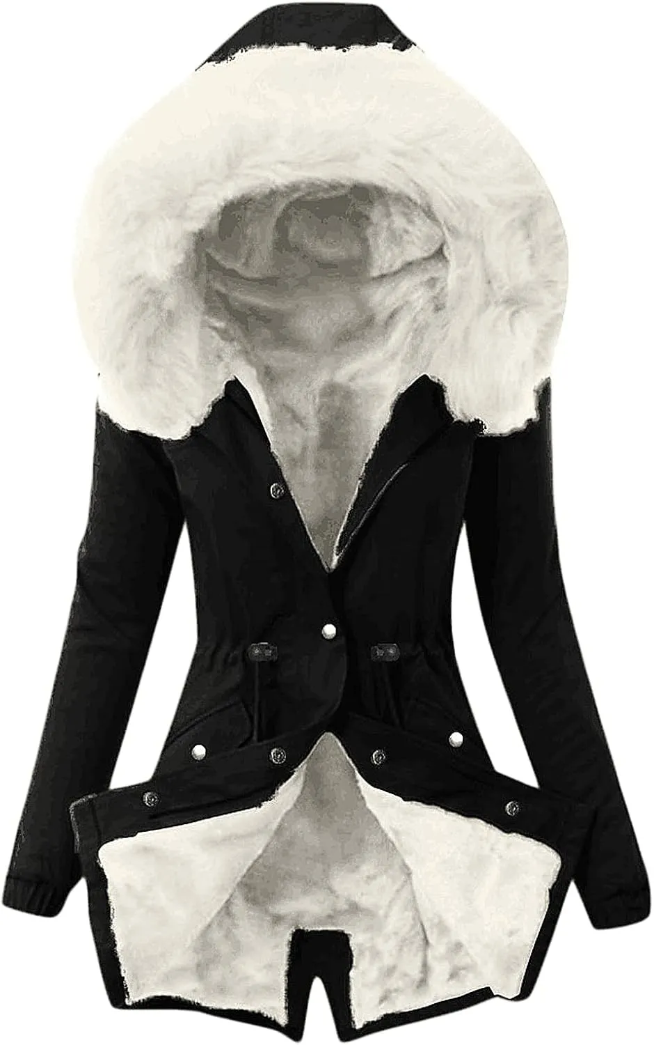 Women's Winter Thicken Military Parka Jacket Down Jacket Long Puffer Parka Coat Warm Fleece Cotton Coat with Fur Hood