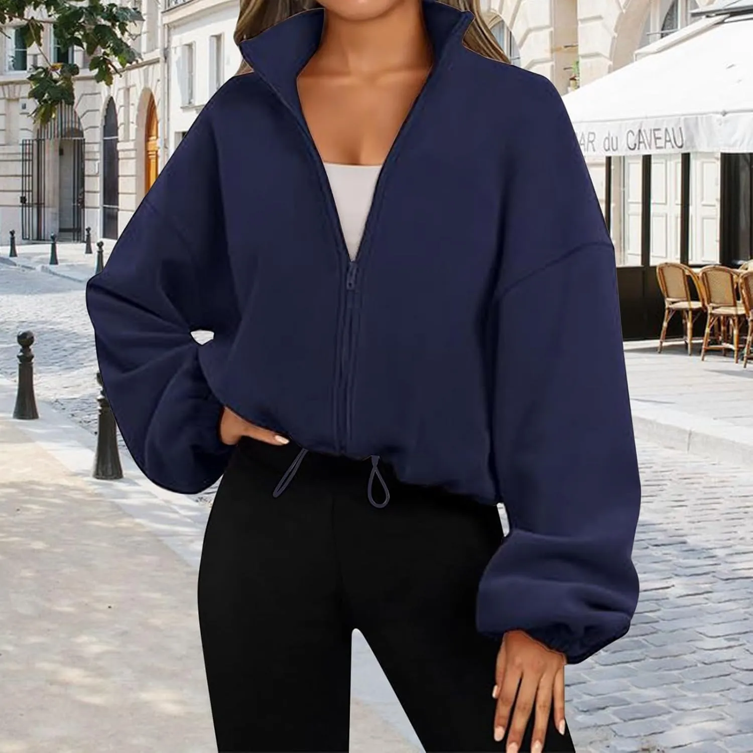 Womens Zip Up Hoodies Long Sleeve Crop Oversized Sweatshirts Sherpa Fall Outfits Fashion Clothes 2025