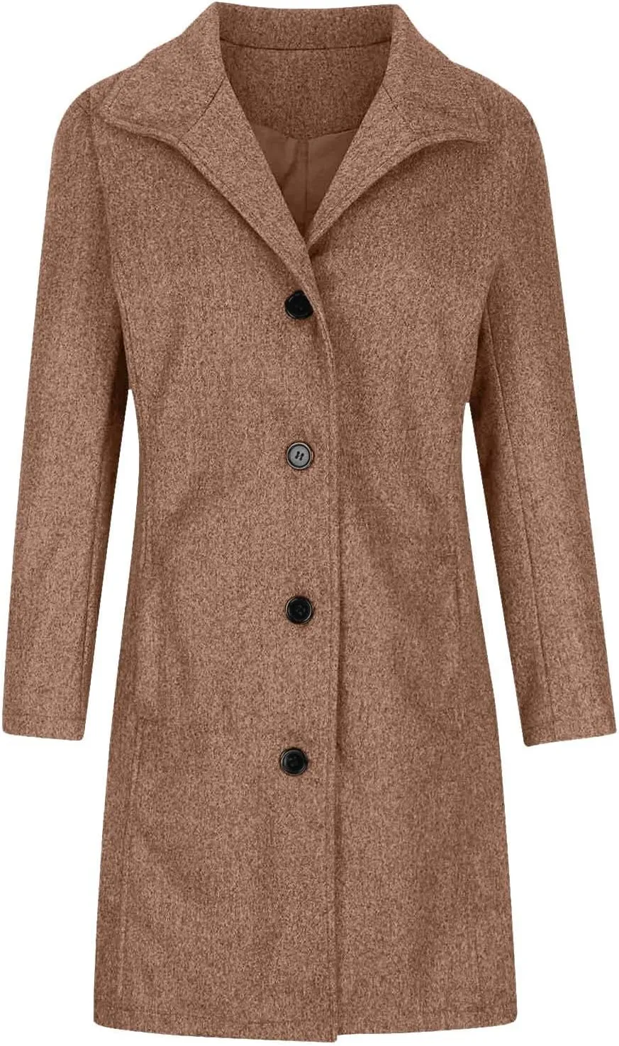 Wool Peacoats for Women 2024 Casual Single Breasted Mid-Length Jackets Coat Fall Winter Lapel Neck Windbreaker Trench Coats