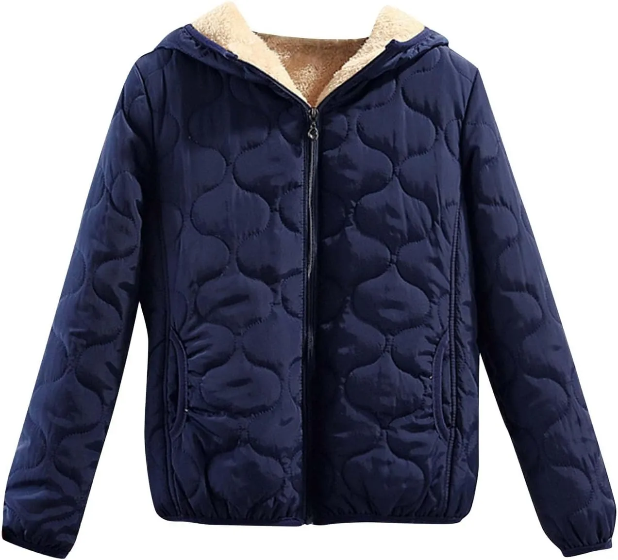 XUNRYAN Girls Winter Coat Puffer Jackets Warm Fleece Sherpa Lined Zip Up Hoodie Short Down Coat Lightweight Packable Overcoat