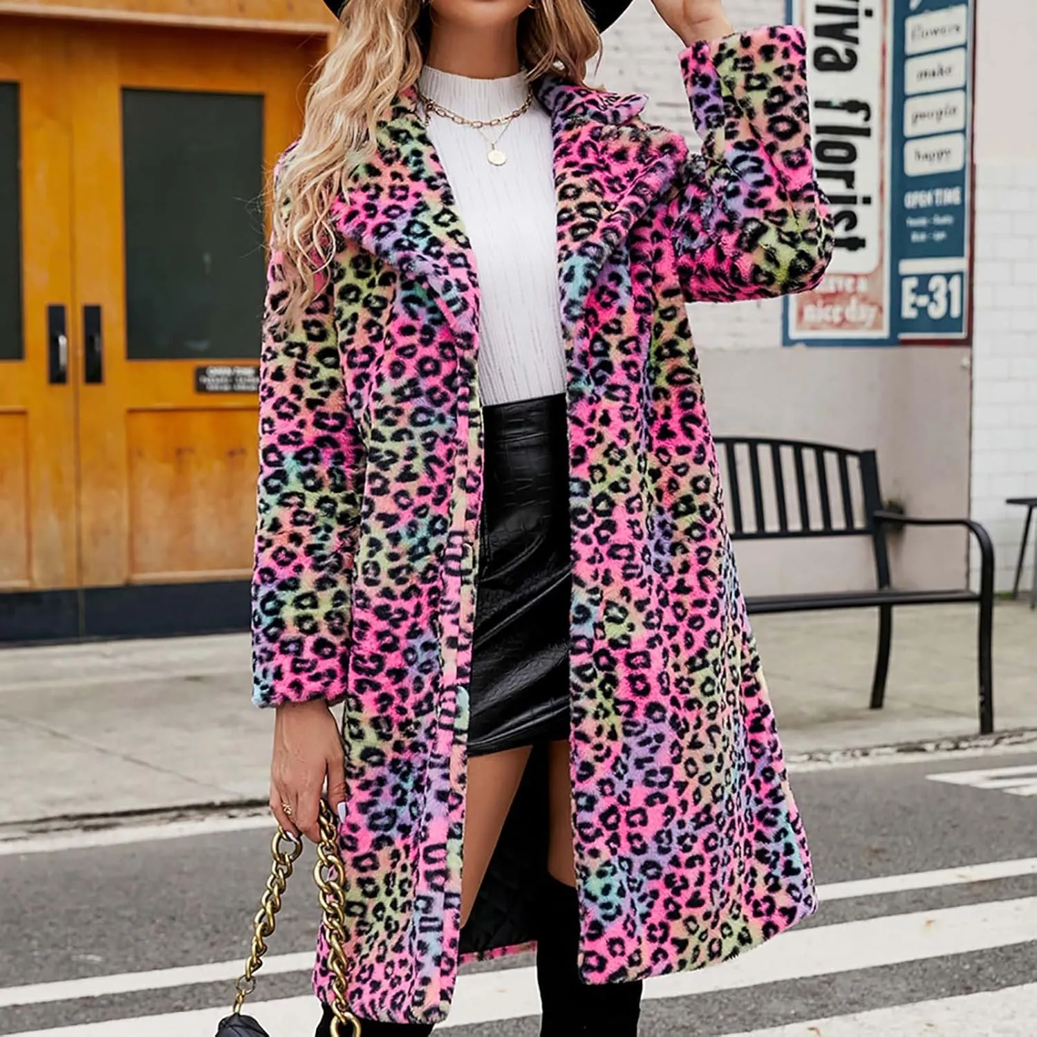 XUNRYAN Women Faux Fur Jacket Winter Warm Thicken Trench Coat Long Parka Notch Lapel Fuzzy Fleece Plush Overcoat 2024 Fashion