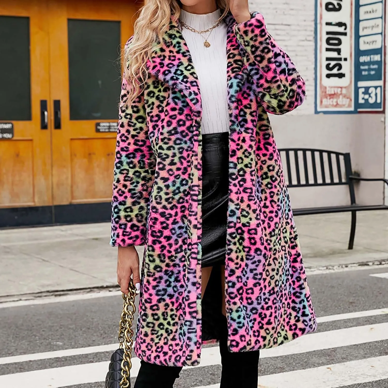 XUNRYAN Women Faux Fur Jacket Winter Warm Thicken Trench Coat Long Parka Notch Lapel Fuzzy Fleece Plush Overcoat 2024 Fashion