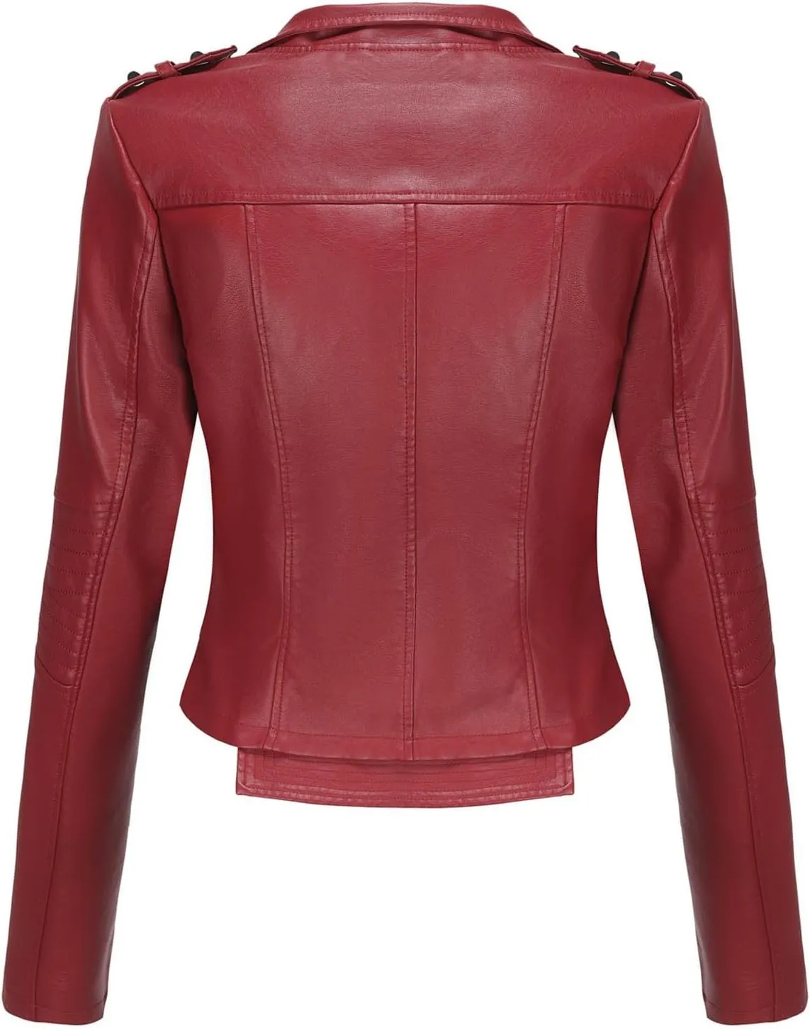XUNRYAN Womens Faux Leather Jacket Moto Biker Short Coat Slim Fit Double Notch Lapel Zip Up Jacket 2024 Fashion Clothes
