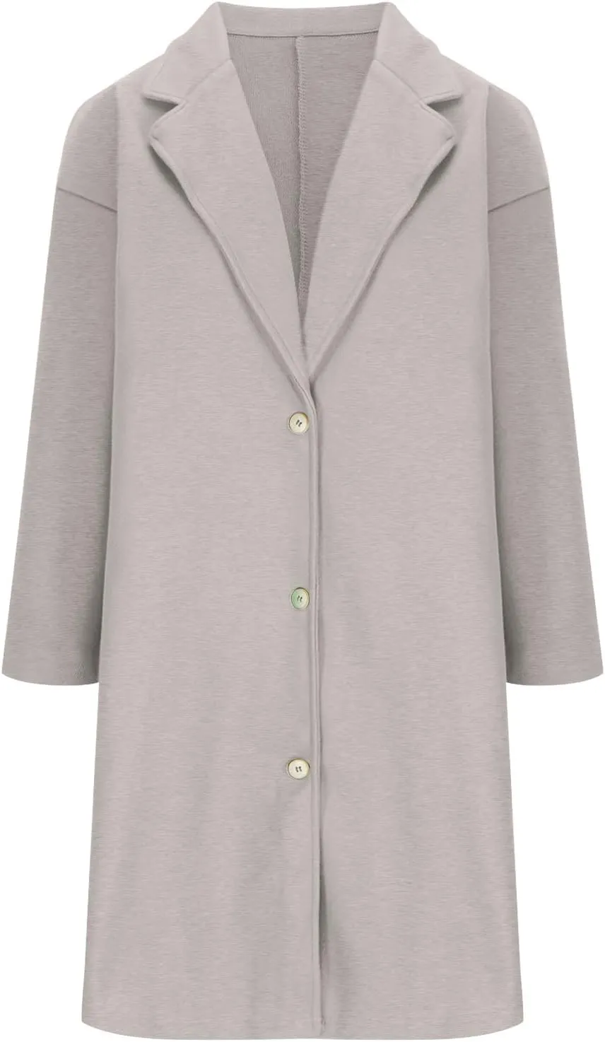 XUNRYAN Womens Trench Coat Long Jackets Notch Lapel Faux-Wool-Blend Single Breasted Peacoat Casual Winter Fall Outerwear