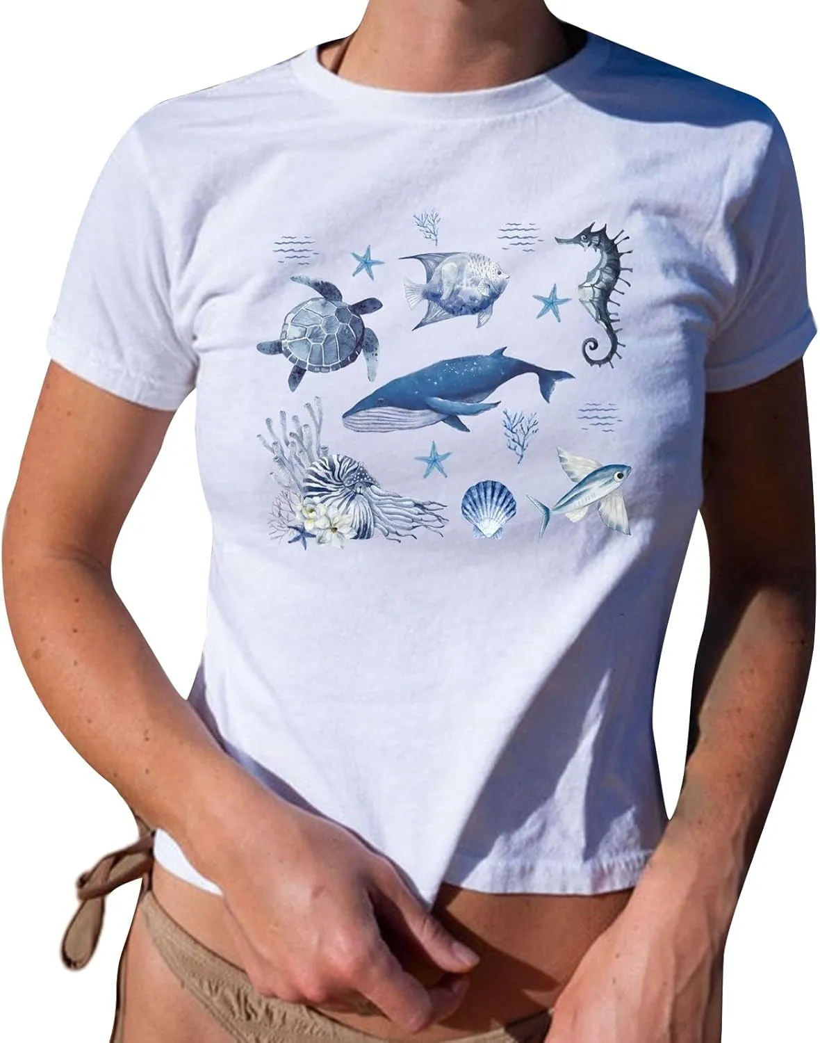 Y2k Baby Tee Short Sleeve Graphic Crop Top Women Teen Girl Floral Cute Crew Neck Slim Fit Vintage Cropped Shirts