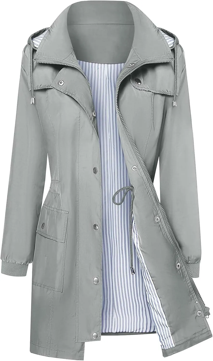 yardsong Rain Jacket for Women Waterproof Climbing Outdoor Hiking Hooded Windbreaker Lightweight Casual Trench Coats