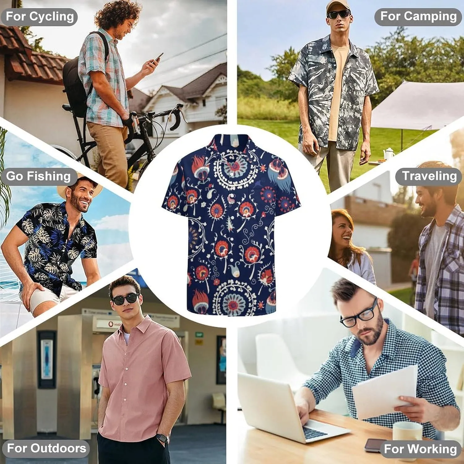 Yellow Sweet Bananas Men's Shirts Hawaiian Casual Printed Button-Down Shirts Fun Short Sleeve Summer Beach Shirts