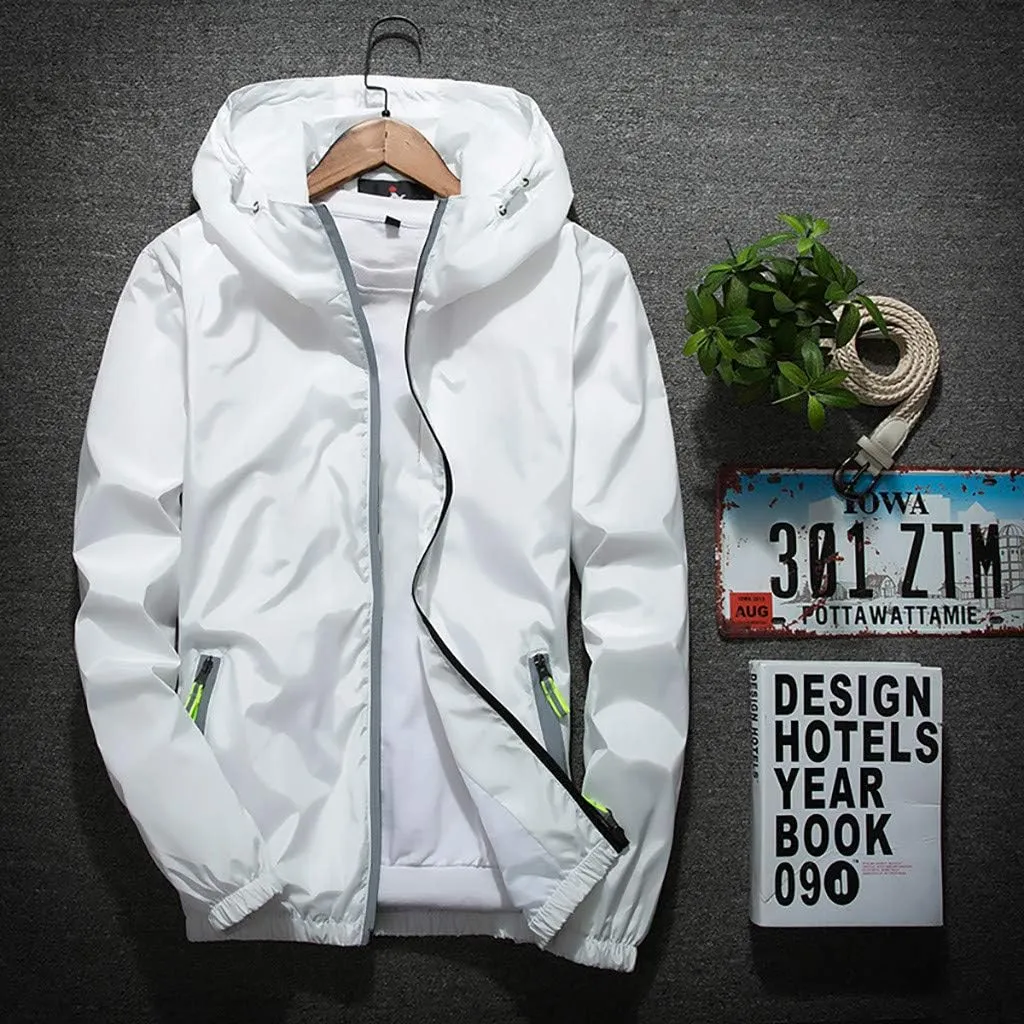 Ymosrh Men's Jackets Rain Jacket Waterproof With Hooded Hiking Coat Casual Lightweight Windbreaker Light Jacket, M-7XL