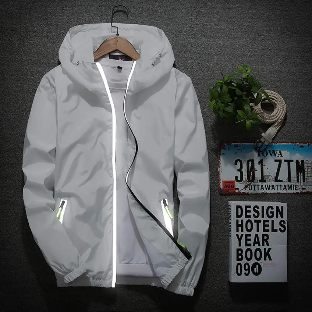 Ymosrh Men's Jackets Rain Jacket Waterproof With Hooded Hiking Coat Casual Lightweight Windbreaker Light Jacket, M-7XL