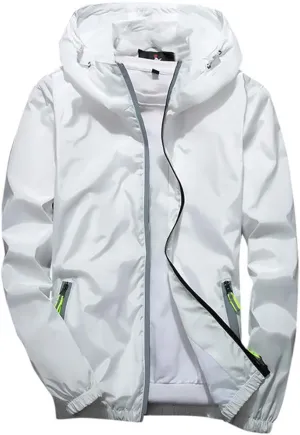 Ymosrh Men's Jackets Rain Jacket Waterproof With Hooded Hiking Coat Casual Lightweight Windbreaker Light Jacket, M-7XL