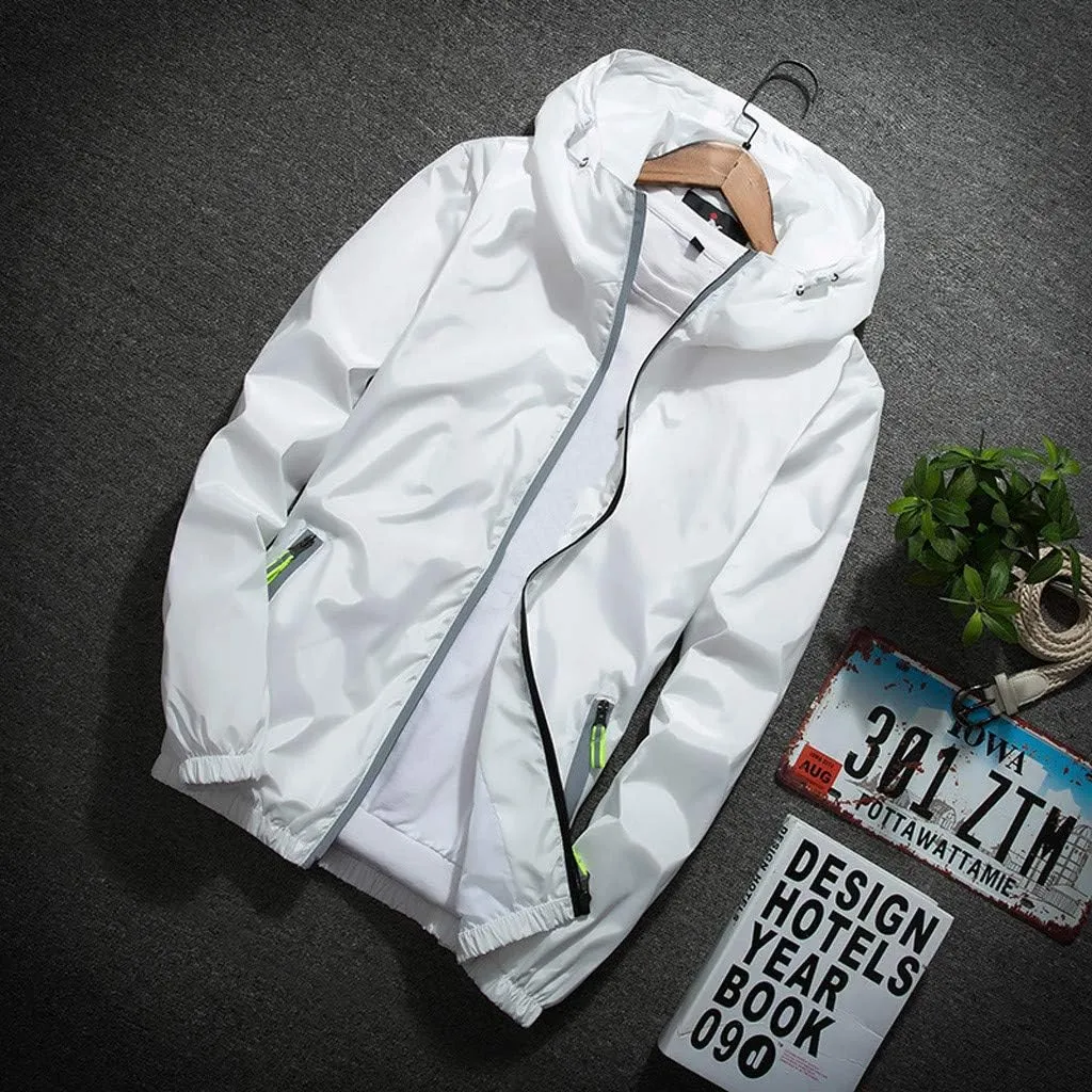 Ymosrh Men's Jackets Rain Jacket Waterproof With Hooded Hiking Coat Casual Lightweight Windbreaker Light Jacket, M-7XL
