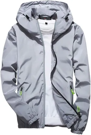 Ymosrh Men's Jackets Rain Jacket Waterproof With Hooded Hiking Coat Casual Lightweight Windbreaker Light Jacket, M-7XL