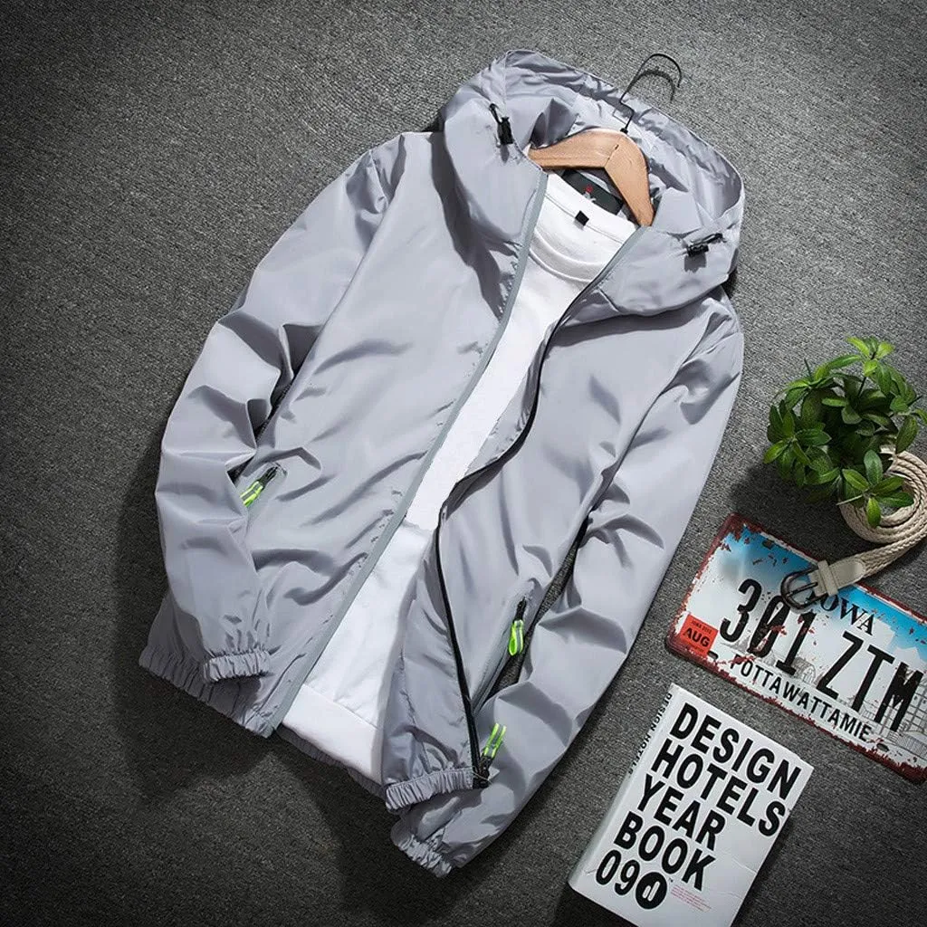 Ymosrh Men's Jackets Rain Jacket Waterproof With Hooded Hiking Coat Casual Lightweight Windbreaker Light Jacket, M-7XL
