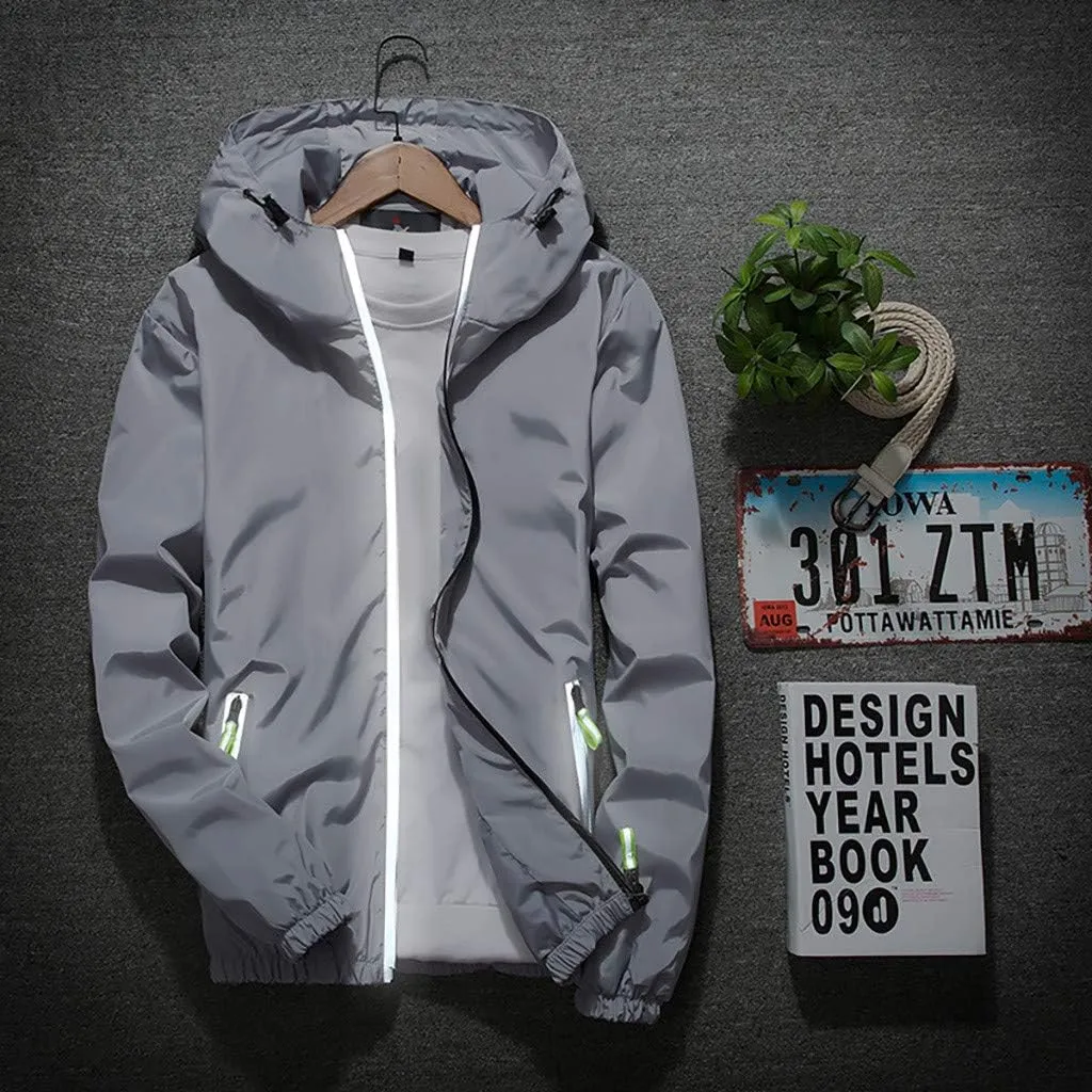 Ymosrh Men's Jackets Rain Jacket Waterproof With Hooded Hiking Coat Casual Lightweight Windbreaker Light Jacket, M-7XL