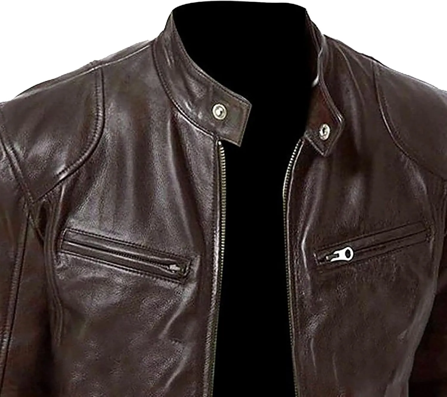 Ymosrh Men's Leather Jacket Faux Motorcycle Jacket Pu Bomber with Hood Jackets, S-L