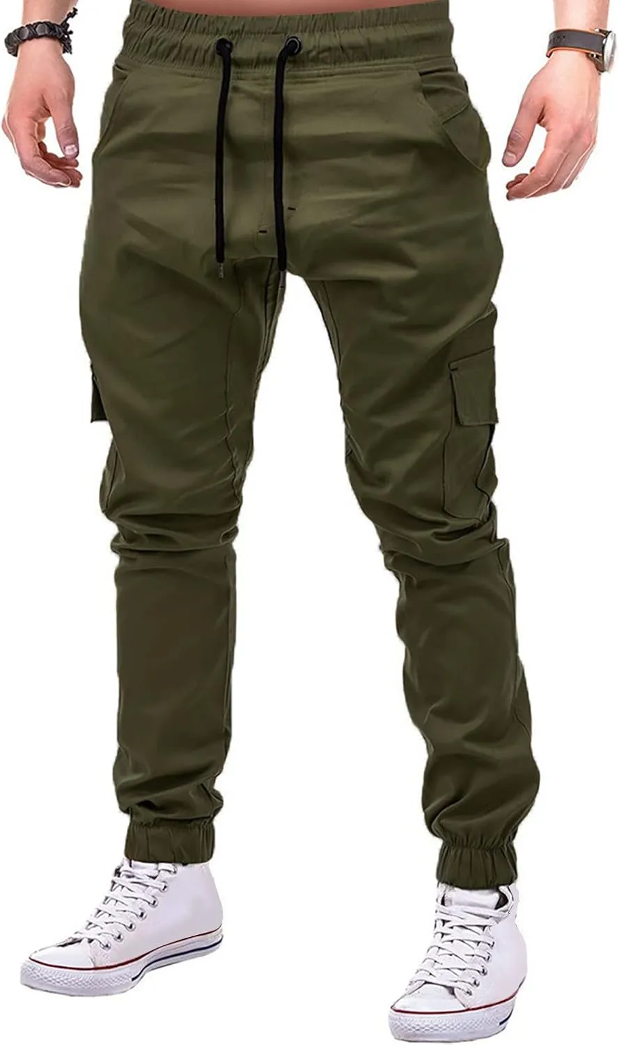 Yoga Pants for Men Warm Pants Exercise Pants Fashion Casual Solid Color Elastic Pocket Overalls Pants