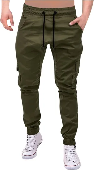 Yoga Pants for Men Warm Pants Exercise Pants Fashion Casual Solid Color Elastic Pocket Overalls Pants
