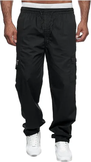 Yoga Pants for Men Warm Pants Exercise Pants Fashion Casual Solid Color Elastic Pocket Overalls Pants