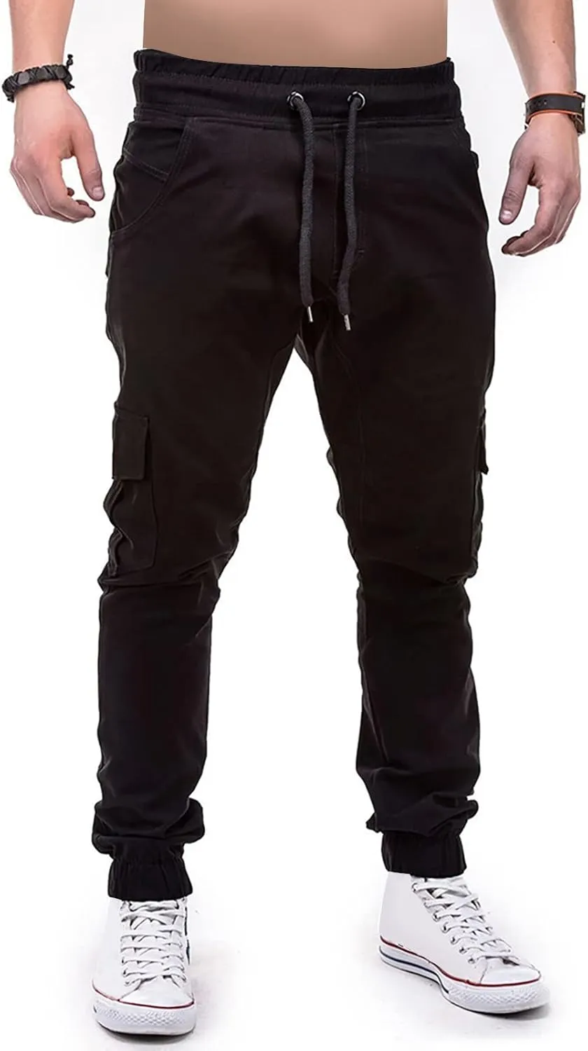 Yoga Pants for Men Warm Pants Exercise Pants Fashion Casual Solid Color Elastic Pocket Overalls Pants