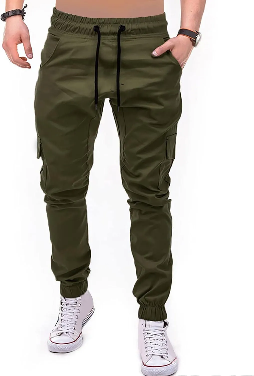 Yoga Pants for Men Warm Pants Exercise Pants Fashion Casual Solid Color Elastic Pocket Overalls Pants