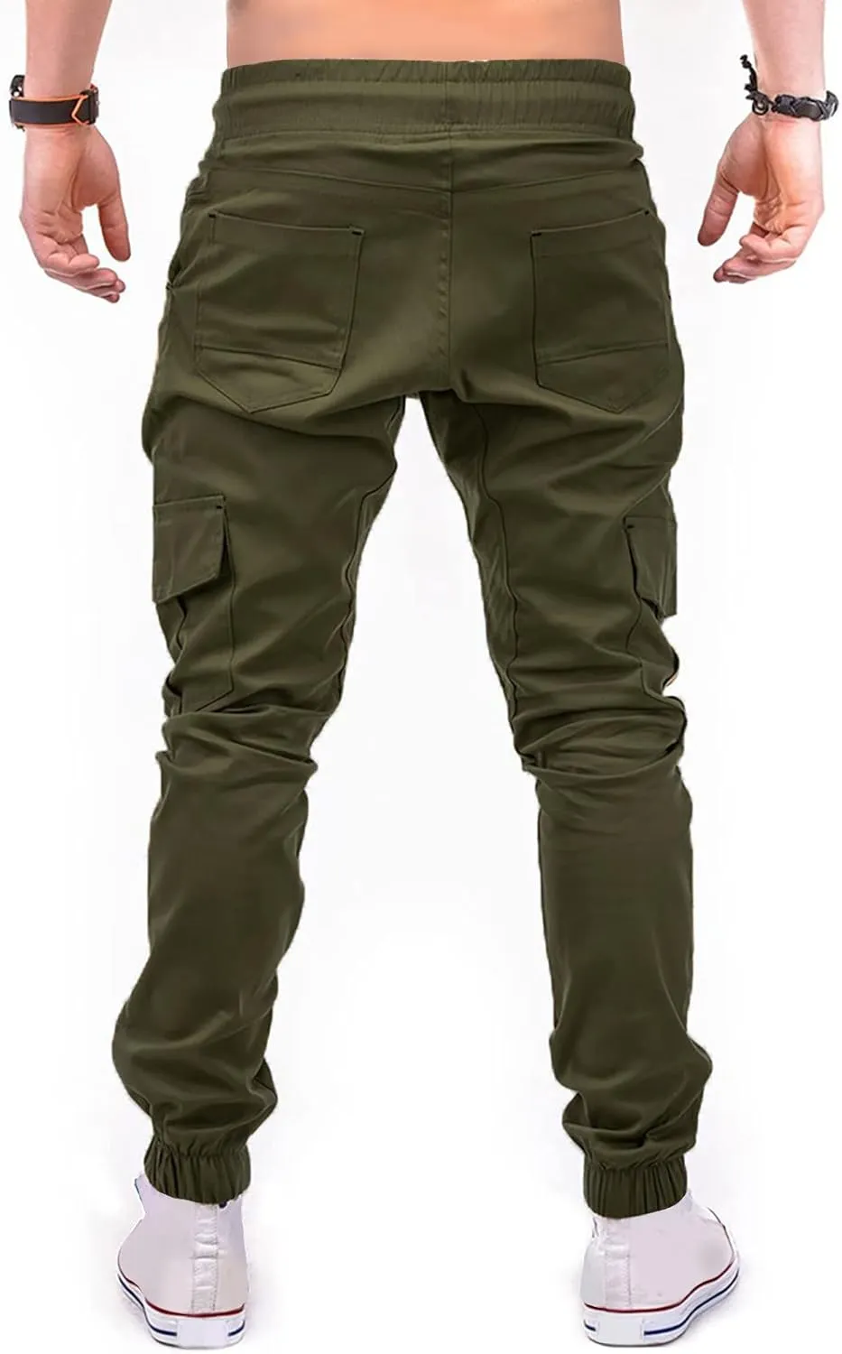 Yoga Pants for Men Warm Pants Exercise Pants Fashion Casual Solid Color Elastic Pocket Overalls Pants