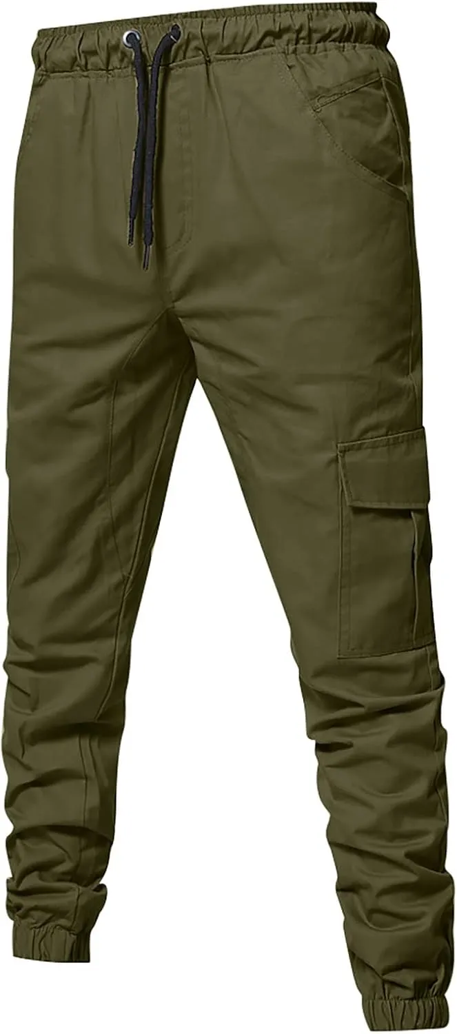 Yoga Pants for Men Warm Pants Exercise Pants Fashion Casual Solid Color Elastic Pocket Overalls Pants