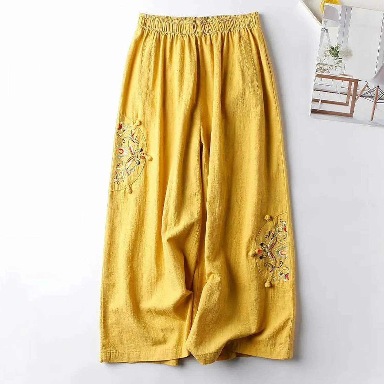Yoga Pants Women Wide Leg Casual High Waist Loose Pants Straight Stretchy Lightweight Comfort Trousers with Pockets