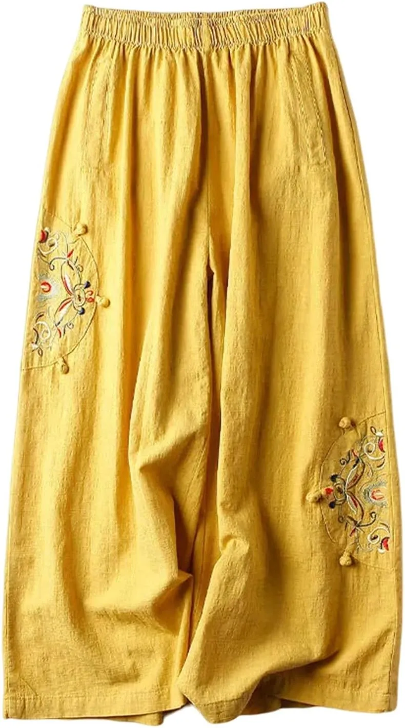 Yoga Pants Women Wide Leg Casual High Waist Loose Pants Straight Stretchy Lightweight Comfort Trousers with Pockets