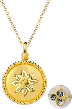 YOUFENG Expanding Photo Locket Necklace that Holds 4 Pictures Pendant Lockets 14K Real Gold Plated Birthday Gifts