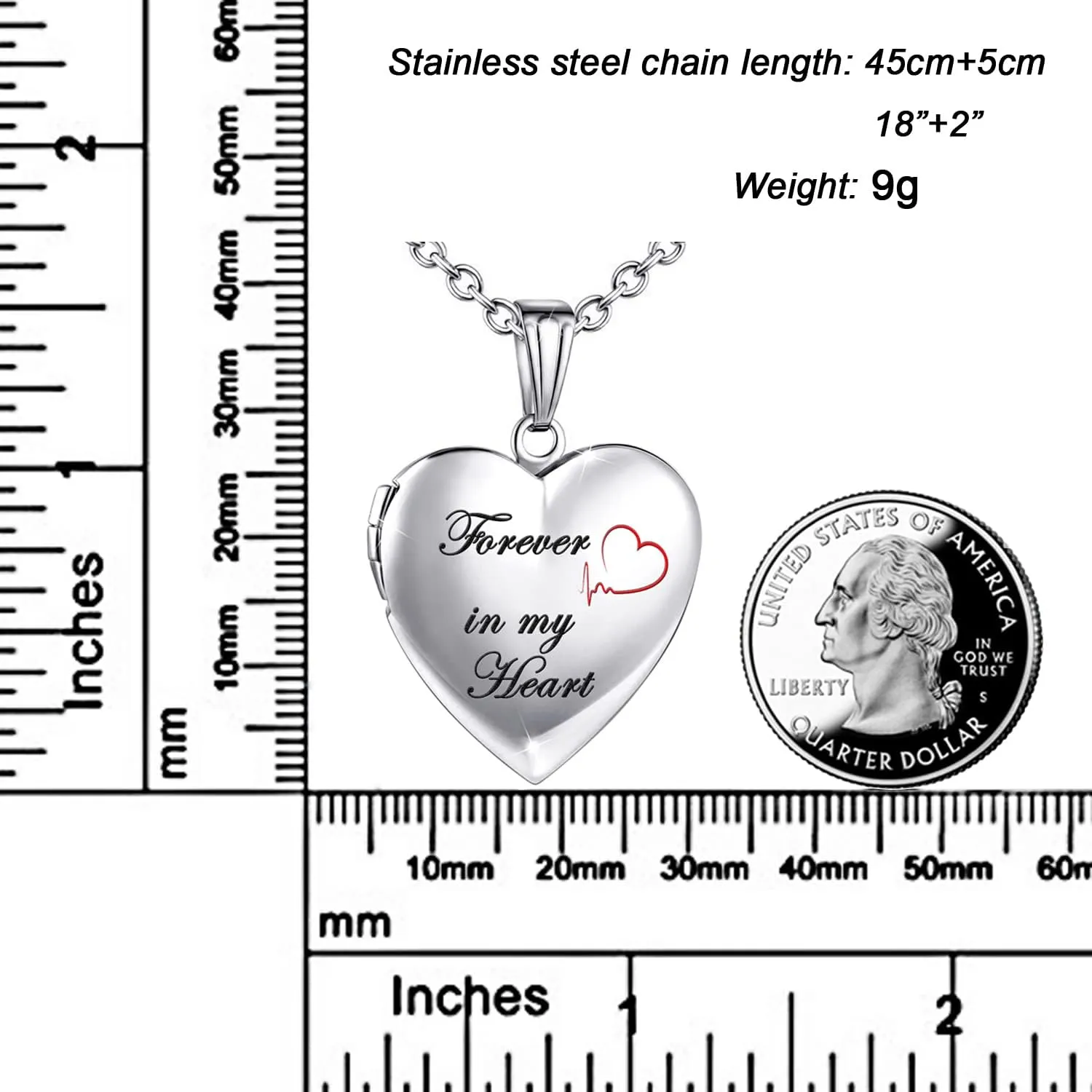 YOUFENG Love Heart Locket Necklace that Holds Pictures Polished Lockets Necklaces Birthday Gifts