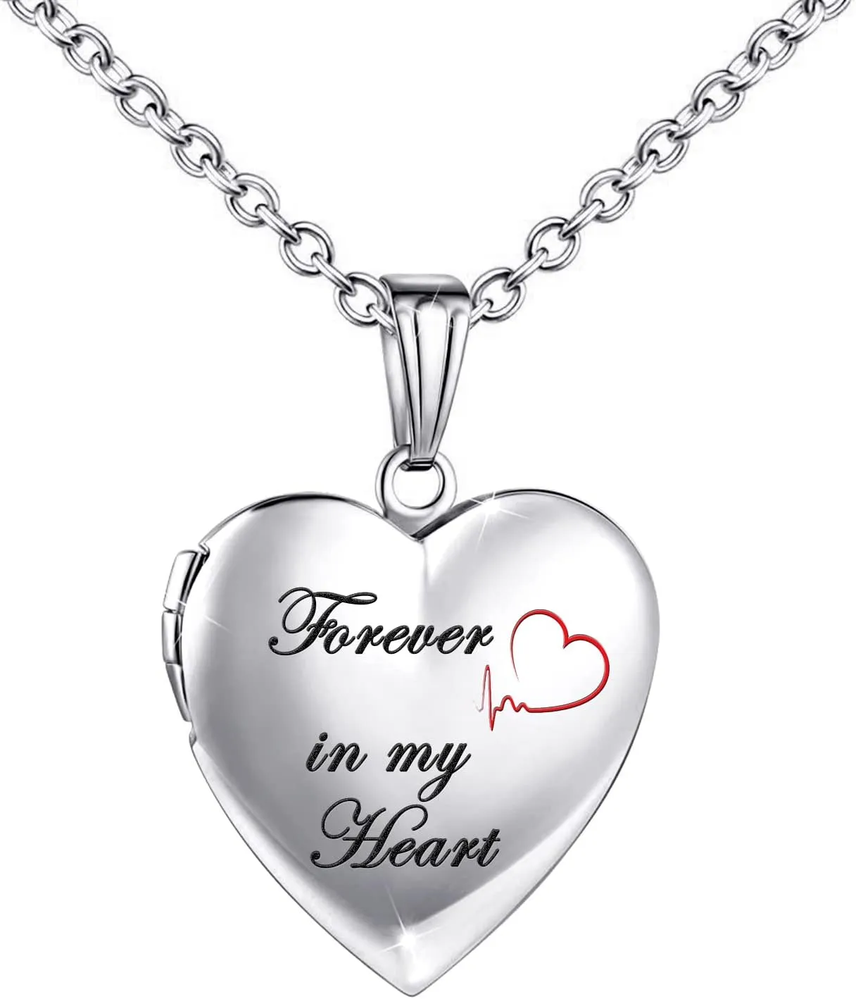 YOUFENG Love Heart Locket Necklace that Holds Pictures Polished Lockets Necklaces Birthday Gifts
