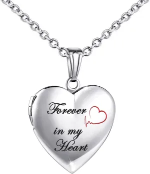 YOUFENG Love Heart Locket Necklace that Holds Pictures Polished Lockets Necklaces Birthday Gifts