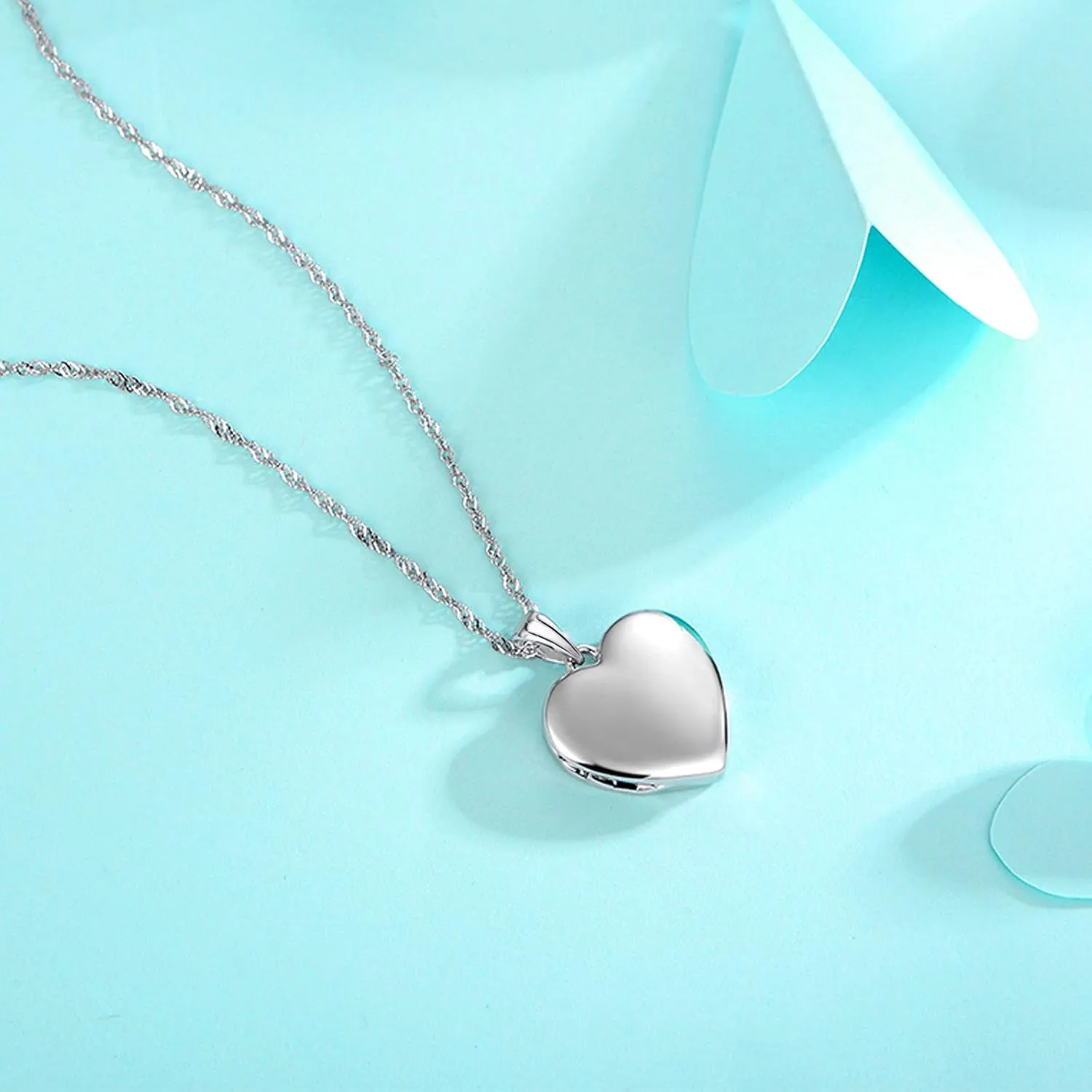 YOUFENG Sterling Silver Love Heart Locket Necklace That Holds Pictures Engraved I Love You to the Moon and Back Photo Lockets
