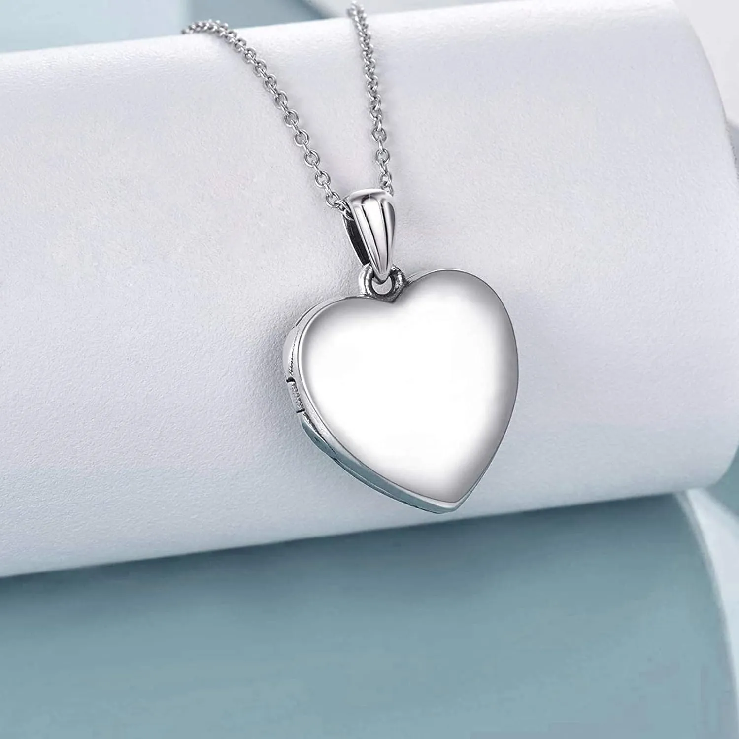 YOUFENG Sterling Silver Love Heart Locket Necklace That Holds Pictures Engraved I Love You to the Moon and Back Photo Lockets