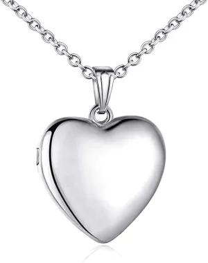 YOUFENG Sterling Silver Love Heart Locket Necklace That Holds Pictures Engraved I Love You to the Moon and Back Photo Lockets